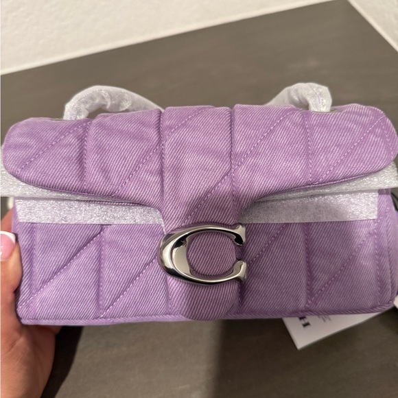 Coach Purple Denim Quilted Tabby (20) Shoulder Bag. Iris color.